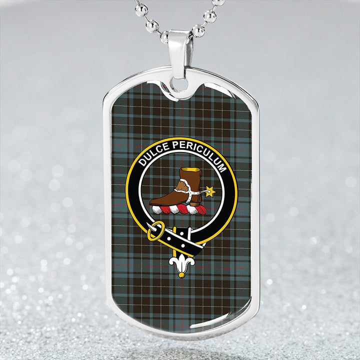 MacAulay Hunting Weathered Clan Badge Classic Tartan Dog Tag Necklace