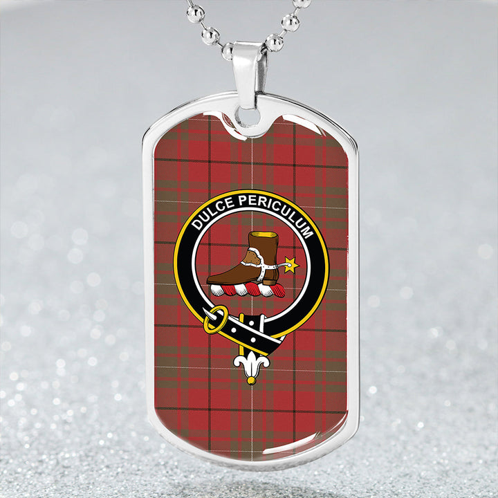 MacAulay Weathered Clan Badge Classic Tartan Dog Tag Necklace