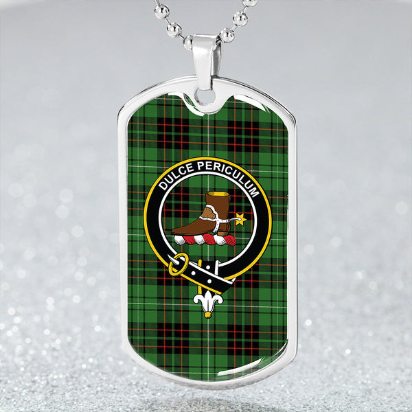 MacAulay of Lewis Ancient Clan Badge Classic Tartan Dog Tag Necklace