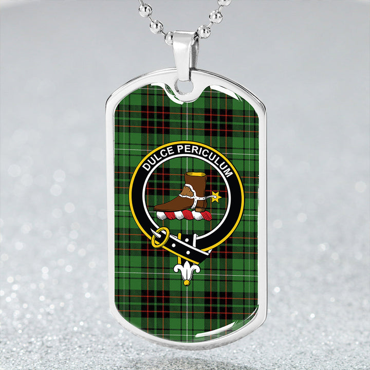 MacAulay of Lewis Ancient Clan Badge Classic Tartan Dog Tag Necklace