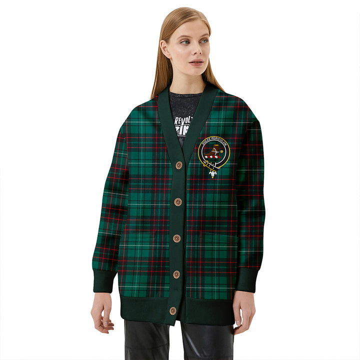 MacAulay of Lewis Modern Clan Badge Tartan V-neck Cardigan