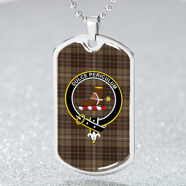 MacAulay of Lewis Weathered Clan Badge Classic Tartan Dog Tag Necklace