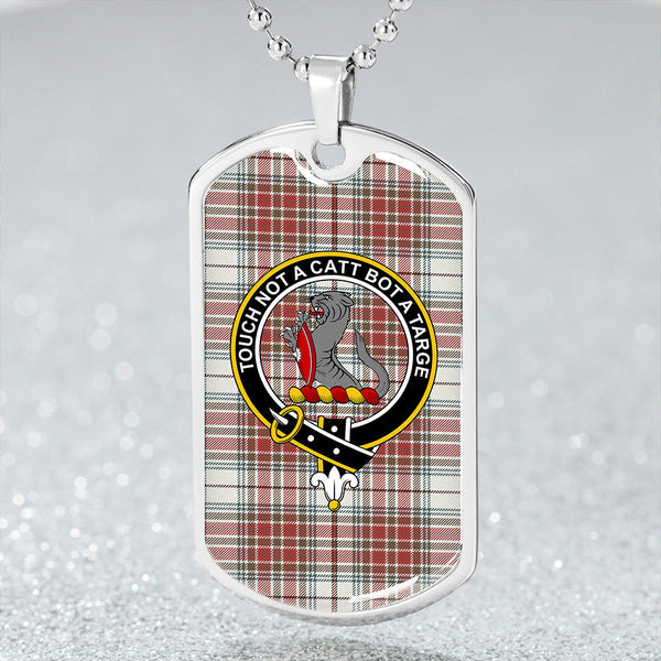 MacBean Dress (MacBain Dress) Weathered Clan Badge Classic Tartan Dog Tag Necklace