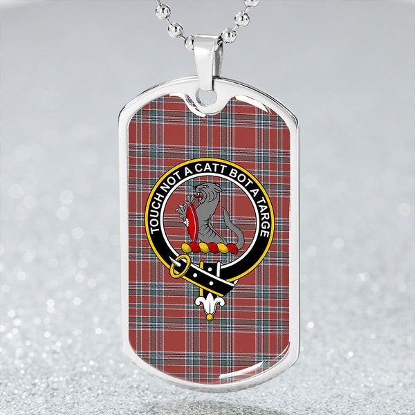 MacBean Lord Lyon version (MacBain Lord Lyon version) Weathered Clan Badge Classic Tartan Dog Tag Necklace