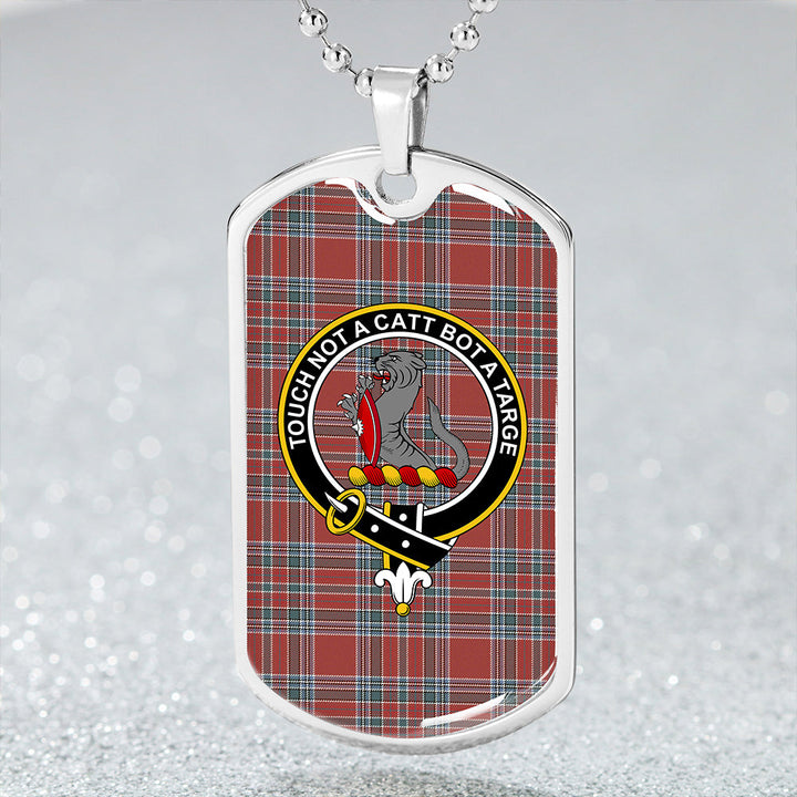 MacBean Lord Lyon version (MacBain Lord Lyon version) Weathered Clan Badge Classic Tartan Dog Tag Necklace