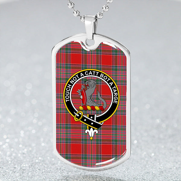 MacBean (MacBain) Modern Clan Badge Classic Tartan Dog Tag Necklace