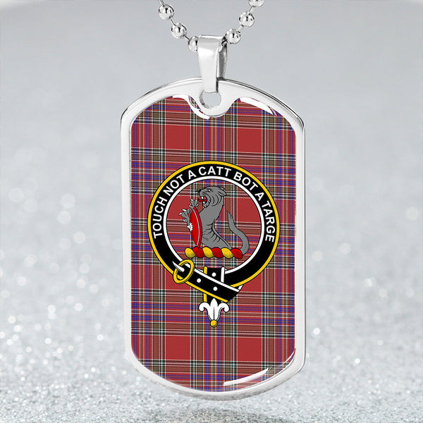 MacBean (MacBain) Weathered Clan Badge Classic Tartan Dog Tag Necklace