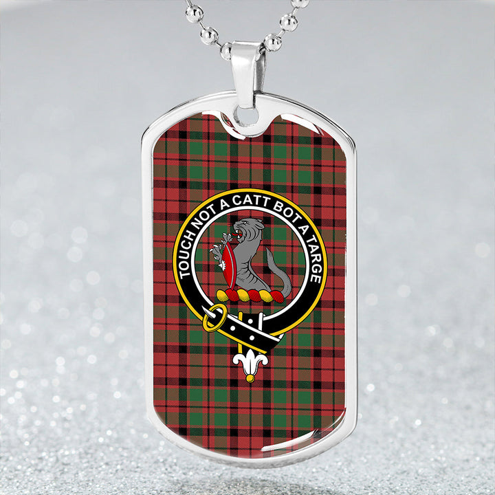 MacBean of Tomatin (MacBain of Tomatin) Ancient Clan Badge Classic Tartan Dog Tag Necklace