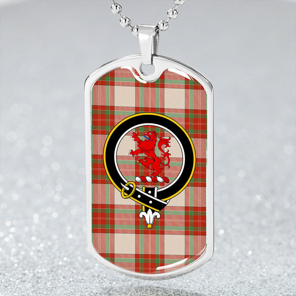 MacBrair Dress Weathered Clan Badge Classic Tartan Dog Tag Necklace
