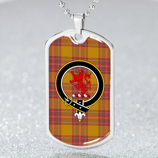 MacBrair Weathered Clan Badge Classic Tartan Dog Tag Necklace