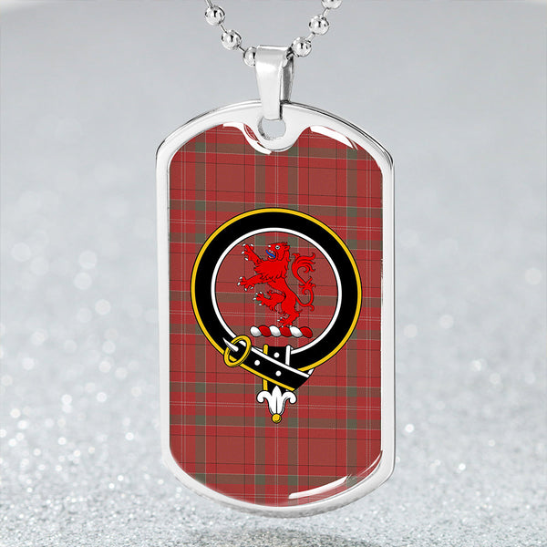 MacBrair #2 Weathered Clan Badge Classic Tartan Dog Tag Necklace