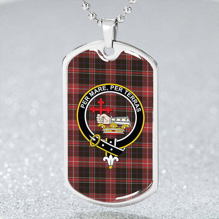 MacDonald Sir John A (Donald Sir John A) Weathered Clan Badge Classic Tartan Dog Tag Necklace