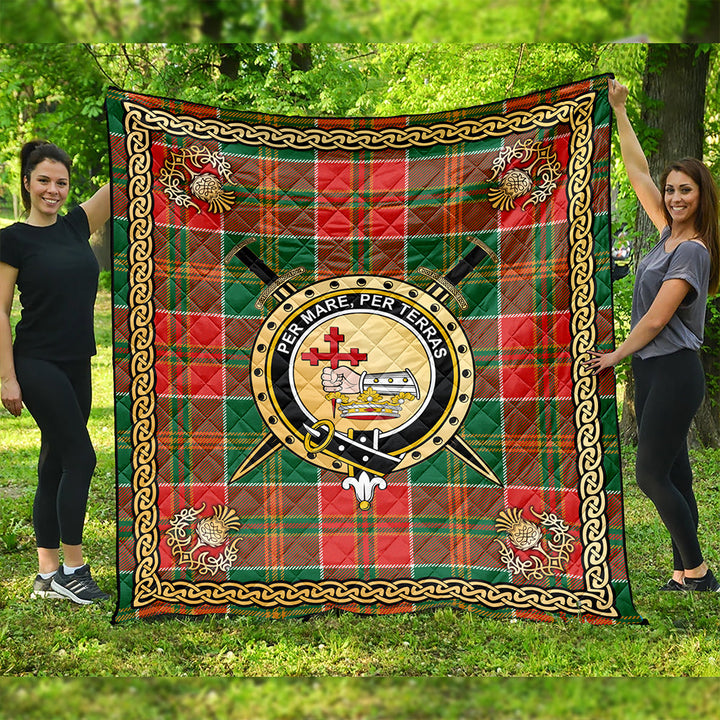 MacDonald of Kingsburgh (Donald of Kingsburgh) Ancient Clan Badge Tartan Premium Quilt Celtic Shield