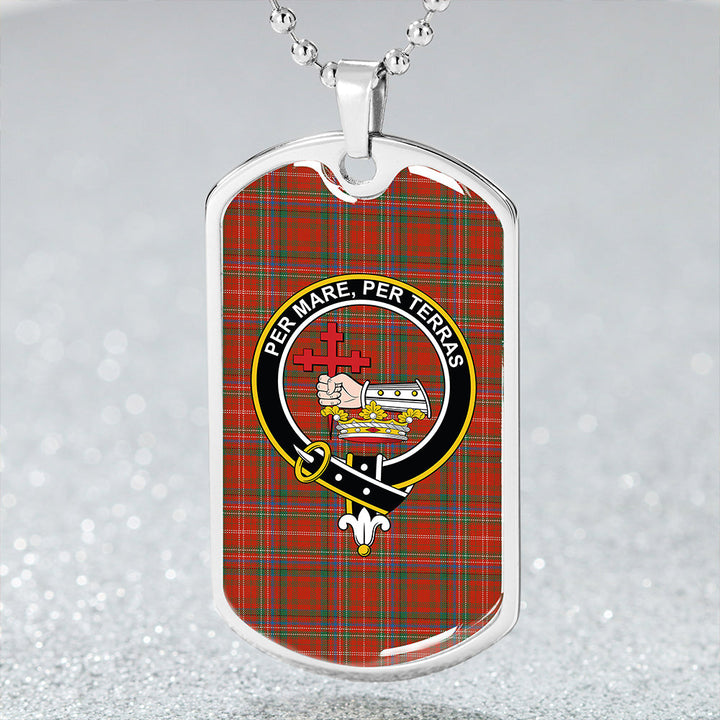 MacDonald of Staffa (Donald of Staffa) Ancient Clan Badge Classic Tartan Dog Tag Necklace