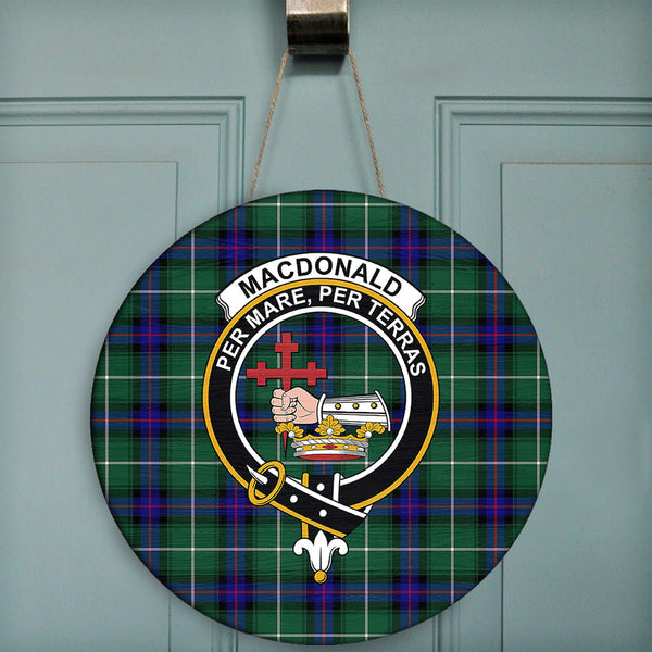 MacDonald of the Isles Hunting Modern Tartan Classic Crest Round Wooden Sign