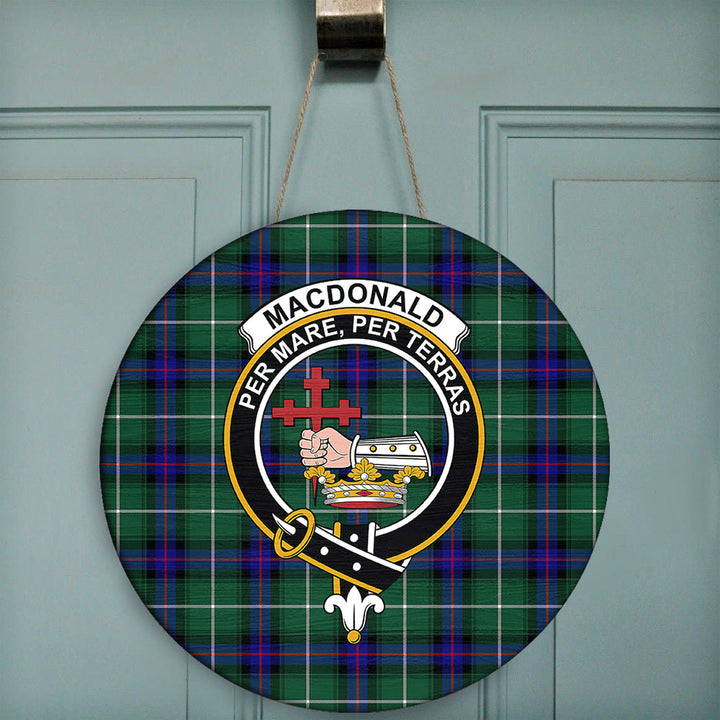 MacDonald of the Isles Hunting Modern Tartan Classic Crest Round Wooden Sign