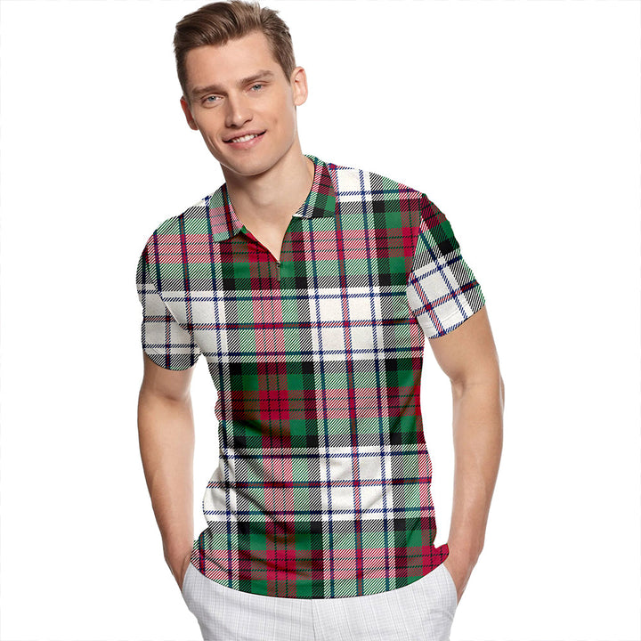 MacDuff Dress Modern Tartan Classic Lapel Zip Short Sleeve Polo