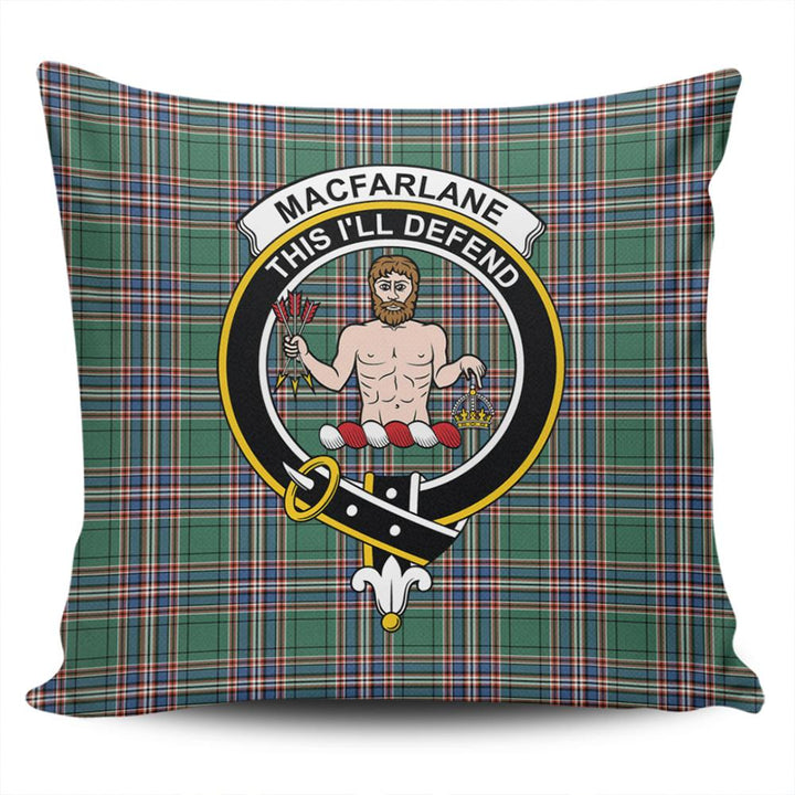 MacFarlane Hunting Ancient Tartan Classic Crest Pillow Cover