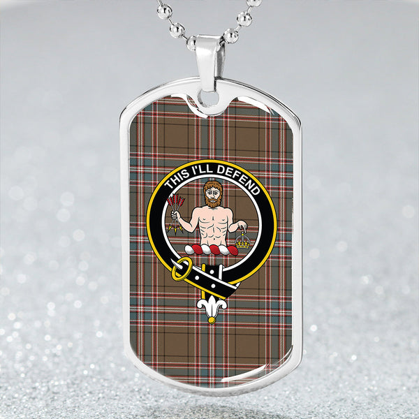 MacFarlane Hunting Weathered Clan Badge Classic Tartan Dog Tag Necklace