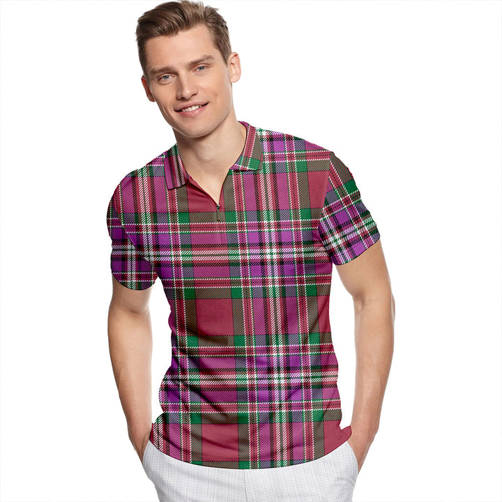 MacFarlane Lord Lyon sett Ancient Tartan Classic Lapel Zip Short Sleeve Polo