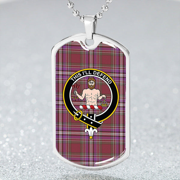 MacFarlane Lord Lyon sett Weathered Clan Badge Classic Tartan Dog Tag Necklace