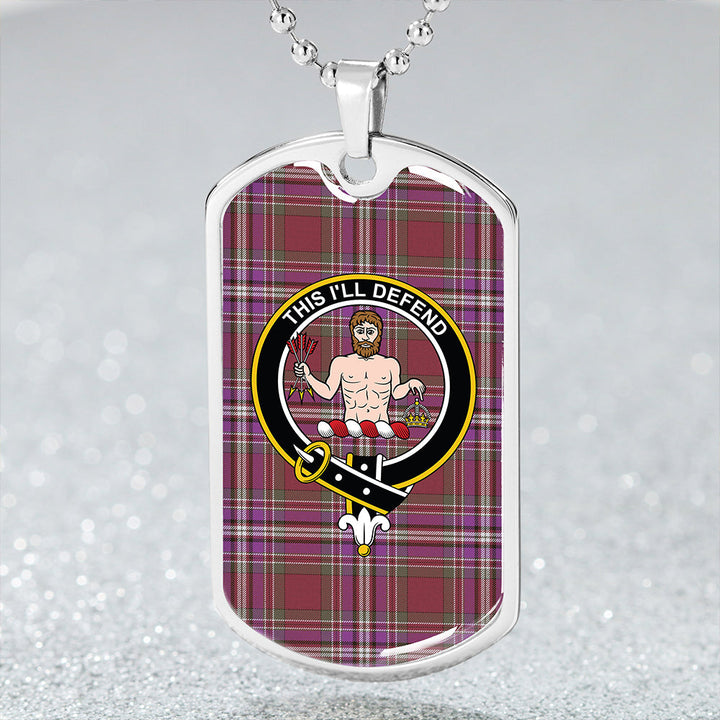 MacFarlane Lord Lyon sett Weathered Clan Badge Classic Tartan Dog Tag Necklace