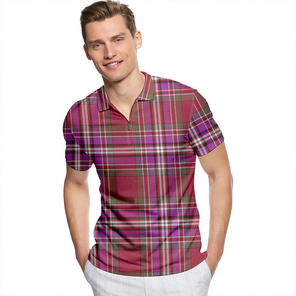 MacFarlane Lord Lyon sett Weathered Tartan Classic Lapel Zip Short Sleeve Polo