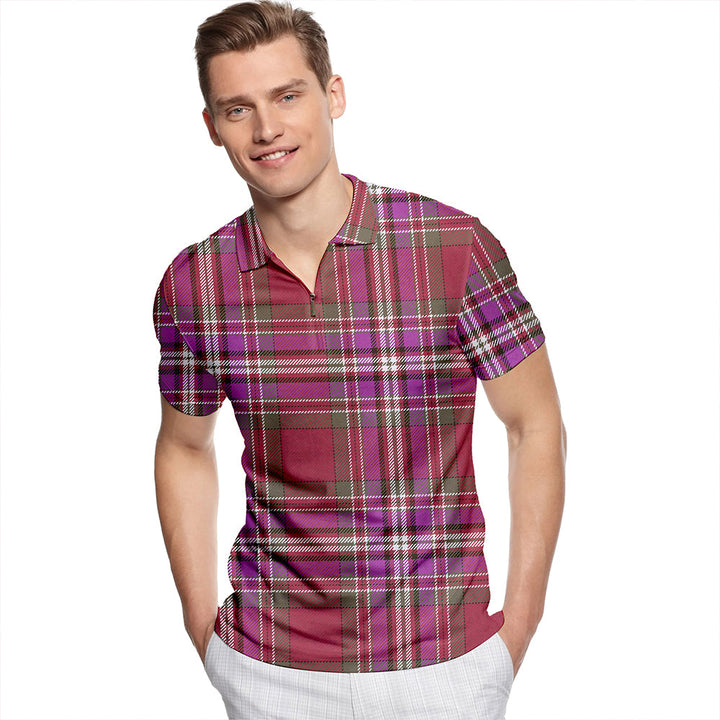 MacFarlane Lord Lyon sett Weathered Tartan Classic Lapel Zip Short Sleeve Polo