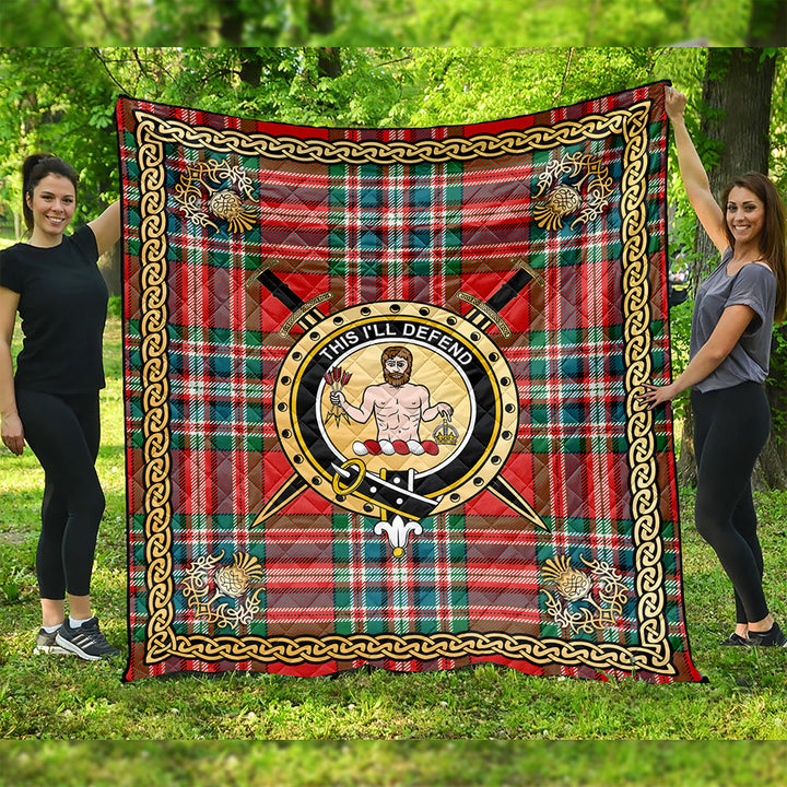 MacFarlane Red Ancient Clan Badge Tartan Premium Quilt Celtic Shield