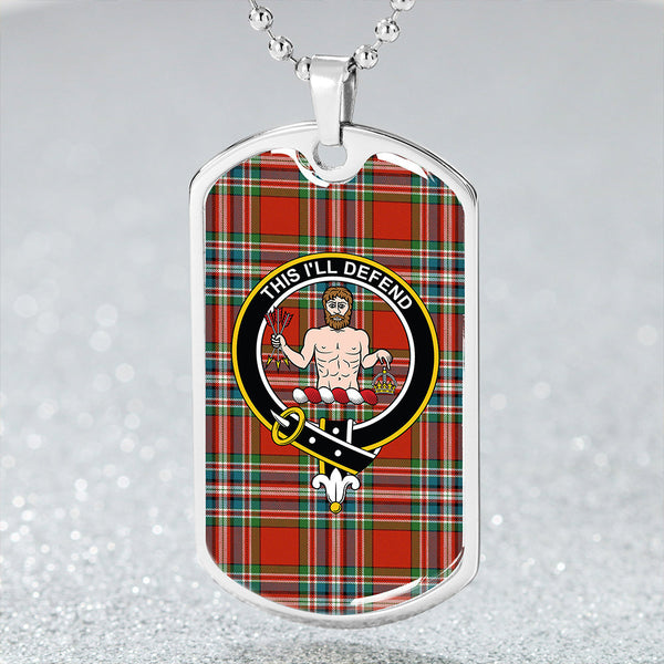MacFarlane Red Ancient Clan Badge Classic Tartan Dog Tag Necklace