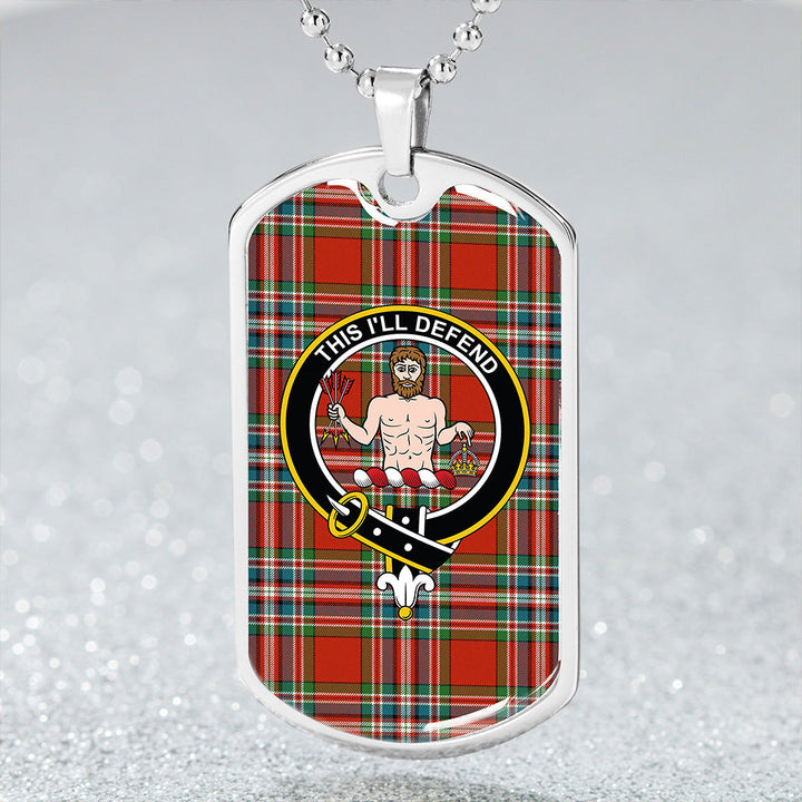 MacFarlane Red Ancient Clan Badge Classic Tartan Dog Tag Necklace