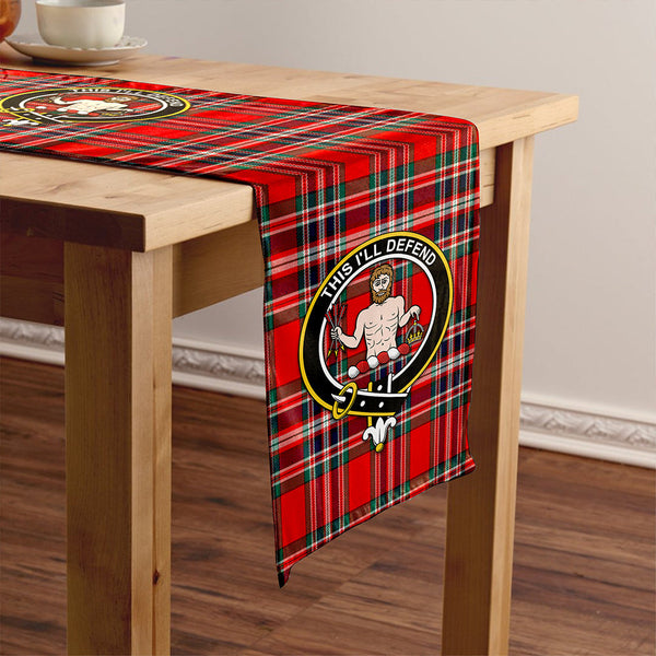 MacFarlane Red Modern Clan Badge Tartan Table Runner