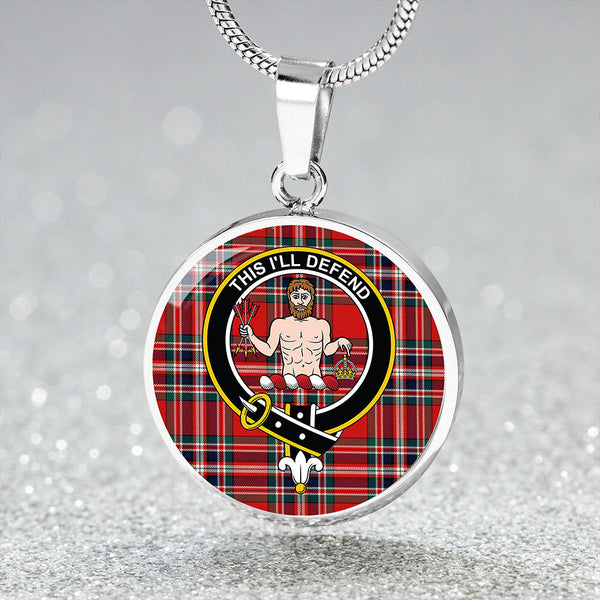 MacFarlane Red Modern Clan Badge Tartan Classic Circle Necklace