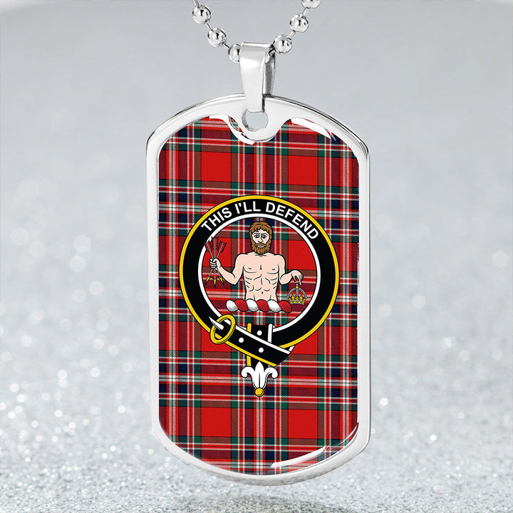MacFarlane Red Modern Clan Badge Classic Tartan Dog Tag Necklace