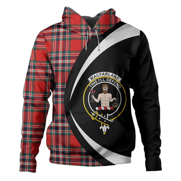 MacFarlane Red Modern Clan Badge Tartan Hoodie Circle Style