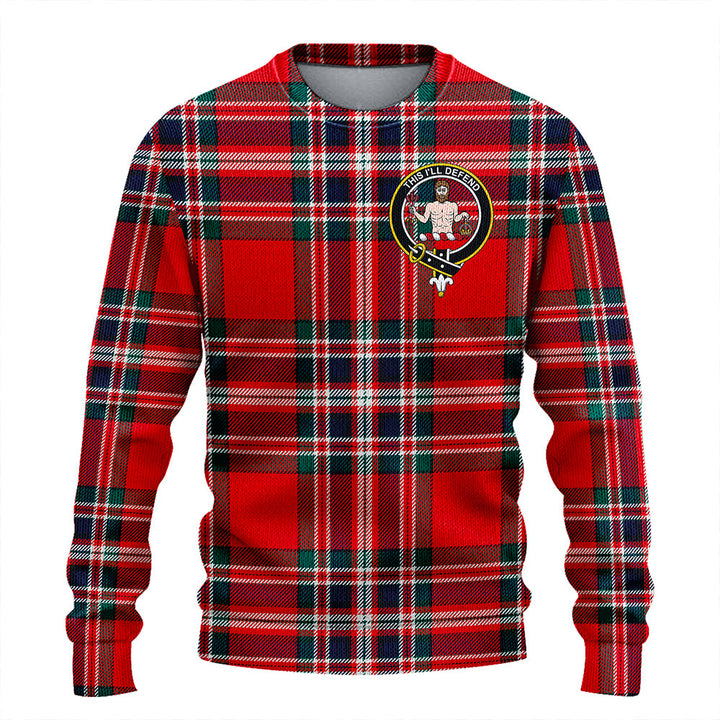 MacFarlane Red Modern Clan Badge Tartan Knitted Sweater