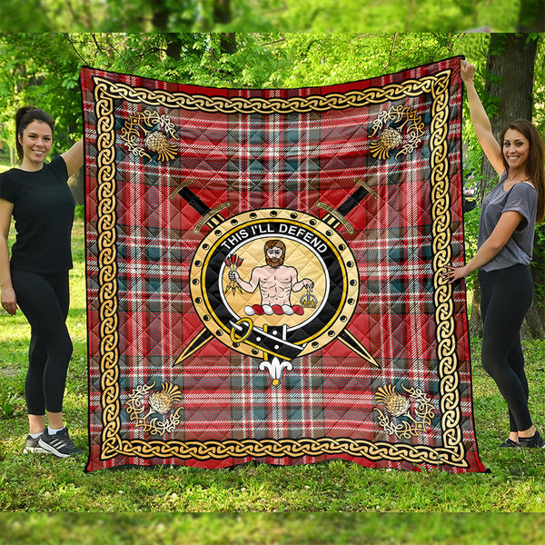 MacFarlane Red Weathered Clan Badge Tartan Premium Quilt Celtic Shield