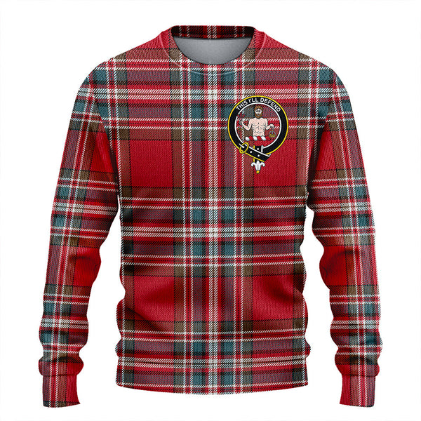 MacFarlane Red Weathered Clan Badge Tartan Knitted Sweater