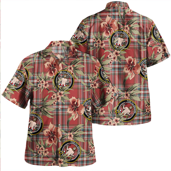 MacFarlane Red Weathered Clan Badge Tartan Aloha Hawaiian Shirt Tropical Old Style