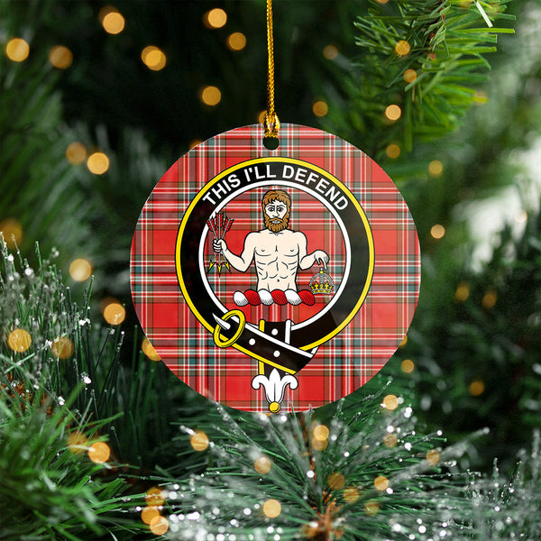 MacFarlane Red Weathered Clan Badge Tartan Plastic Christmas Ornaments