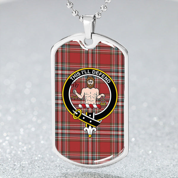 MacFarlane Red Weathered Clan Badge Classic Tartan Dog Tag Necklace