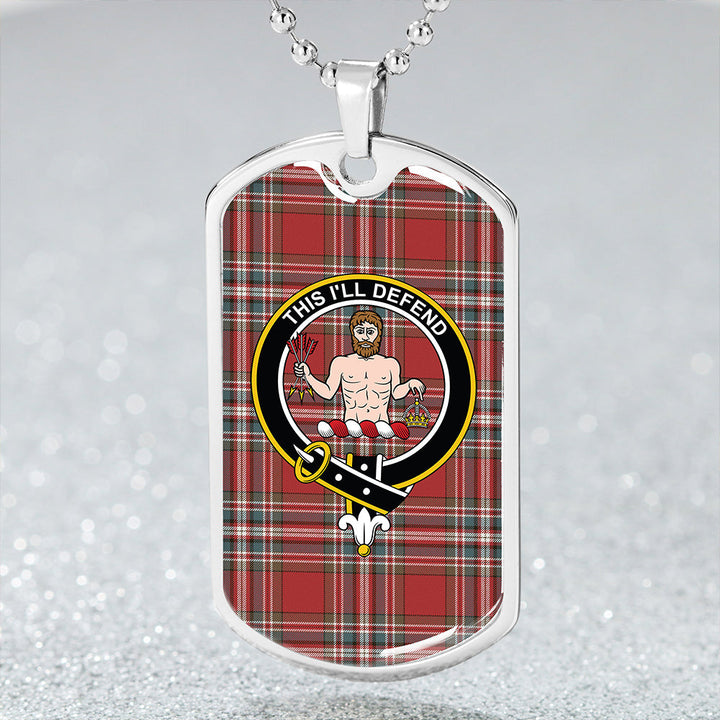 MacFarlane Red Weathered Clan Badge Classic Tartan Dog Tag Necklace