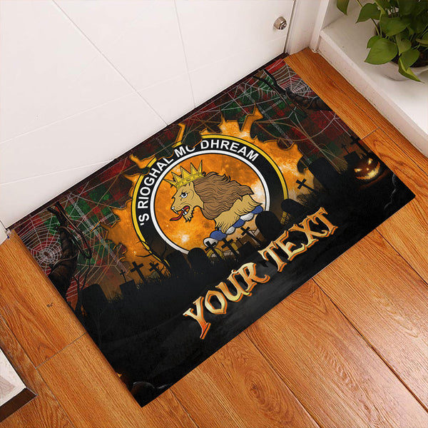 MacGregor (Gregor) Ancient Clan Badge Tartan Personalize Doormat Happy Halloween Style