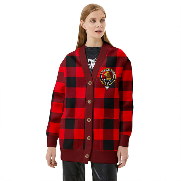 MacGregor Rob Roy (Gregor Red & Black) Modern Clan Badge Tartan V-neck Cardigan