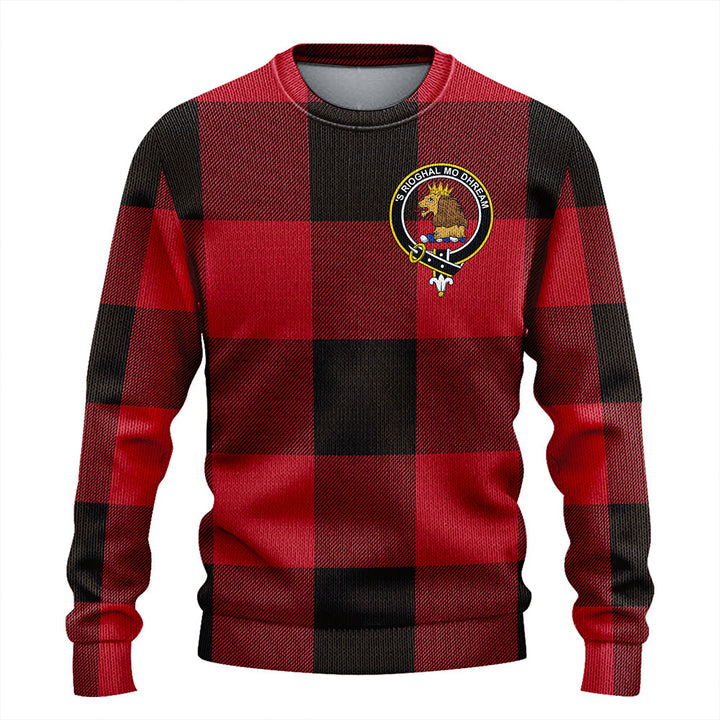 MacGregor Rob Roy (Gregor Red & Black) Weathered Clan Badge Tartan Knitted Sweater