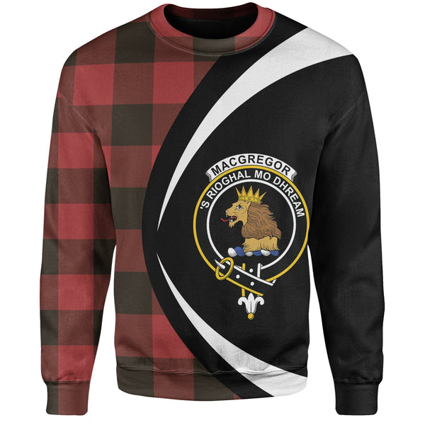 MacGregor Rob Roy (Gregor Red & Black) Weathered Clan Badge Tartan Sweatshirt Circle Style Personalized