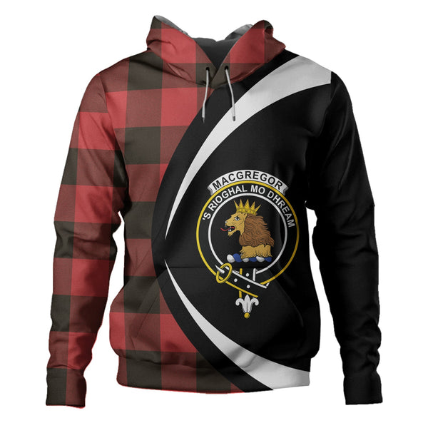 MacGregor Rob Roy (Gregor Red & Black) Weathered Clan Badge Tartan Hoodie Circle Style
