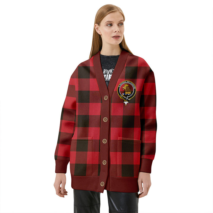 MacGregor Rob Roy (Gregor Red & Black) Weathered Clan Badge Tartan V-neck Cardigan