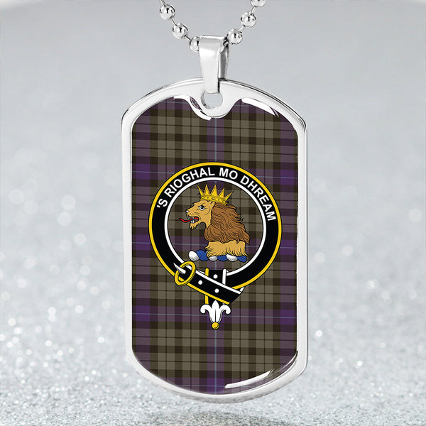 MacIntyre (MacGregor Hastie) Weathered Clan Badge Classic Tartan Dog Tag Necklace
