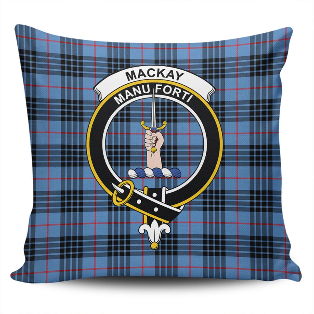 MacKay Blue Tartan Crest Premium Quilt - Gold Thistle Style